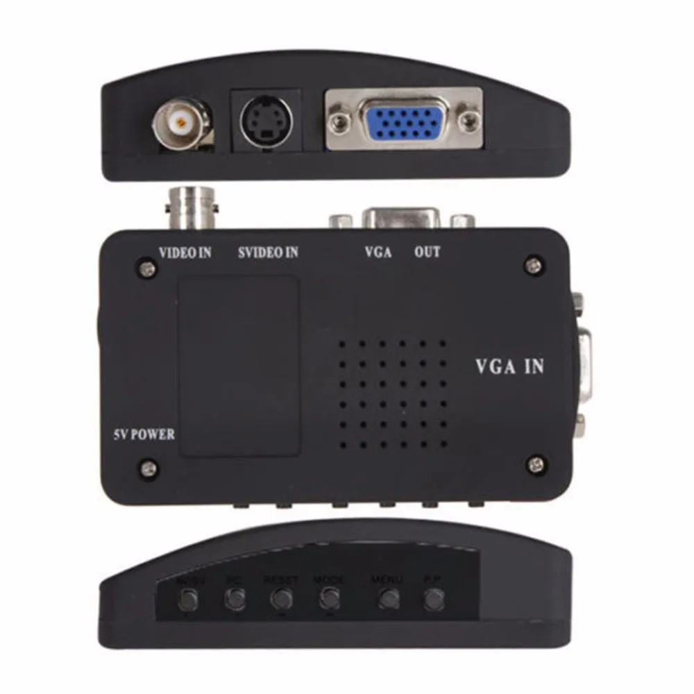 Ssriver ТВ BNC композитный S-Video VGA в к ПК ЖК-дисплей Out конвертер адаптер Box Black |
