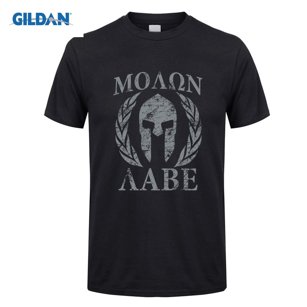 Винтажный стиль Molon Labe Spartan troyan Helmet Laurels Sparta Мужская футболка из хлопка 100% Harajuku