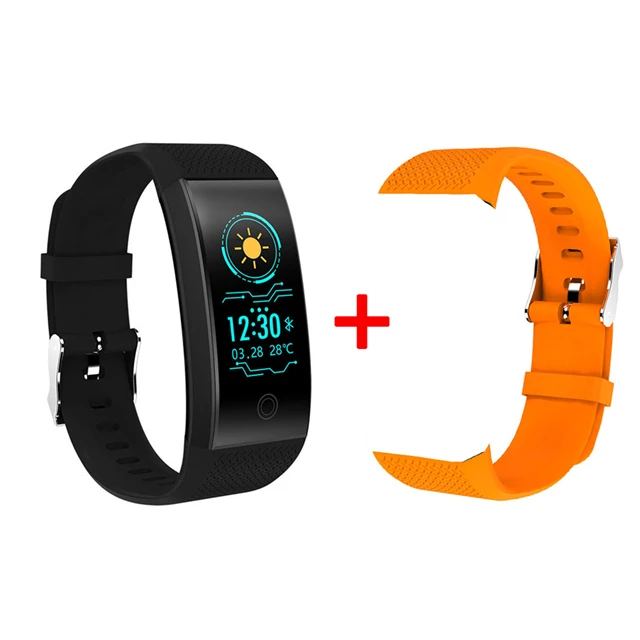 add Orange Strap Умный Браслет QW18 IP68 Водонепроницаемый Smartband монитор сердечного ритма во время сна спортивный Шагомер фитнес-трекер Bluetooth Smartwatch - Цвет: add Orange Strap