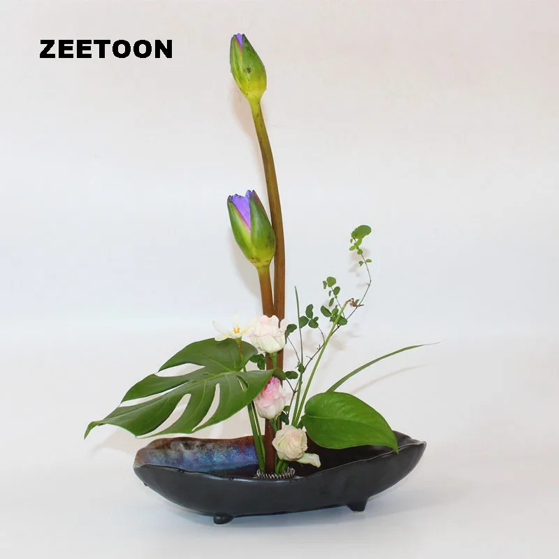 Грубая керамика Ikebana цветочный горшок Настольная Ваза японская Цветочная