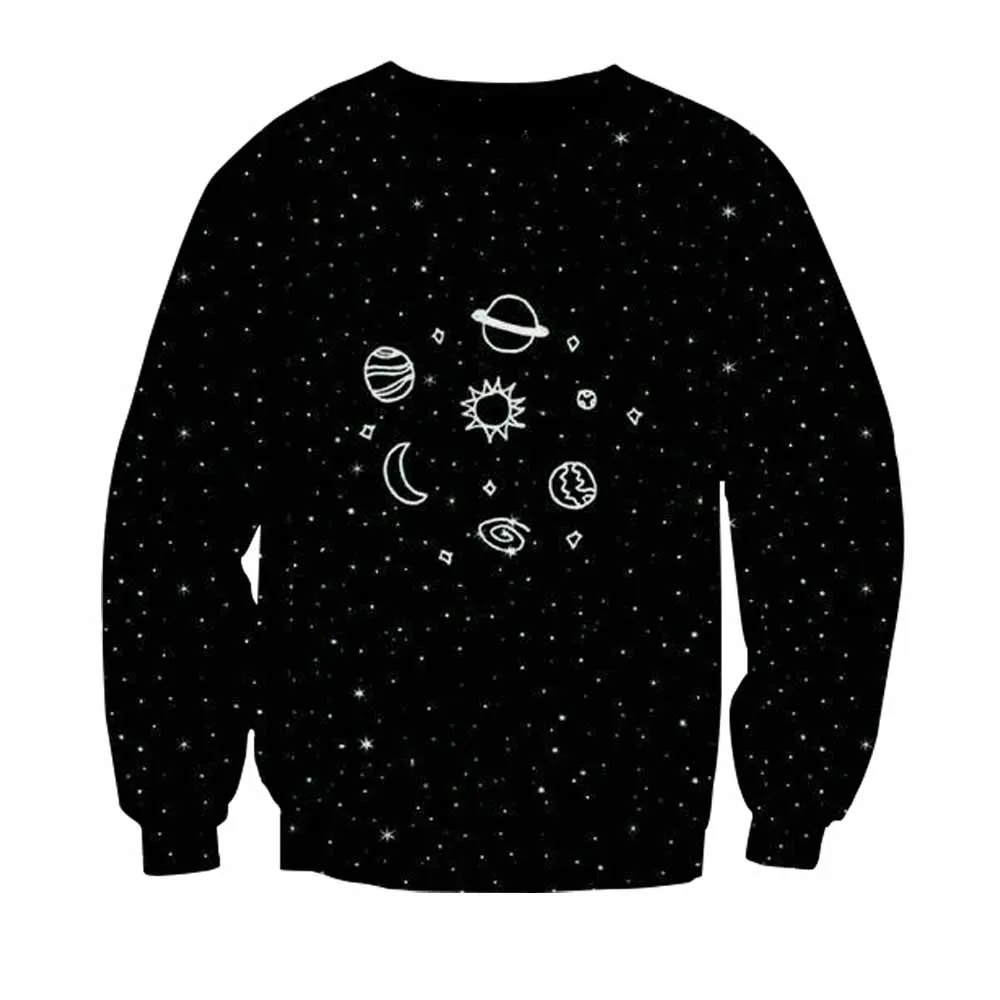 Новая мода Galaxy печати для мужчин женщин планета черный Свитшот хип хоп harajuku