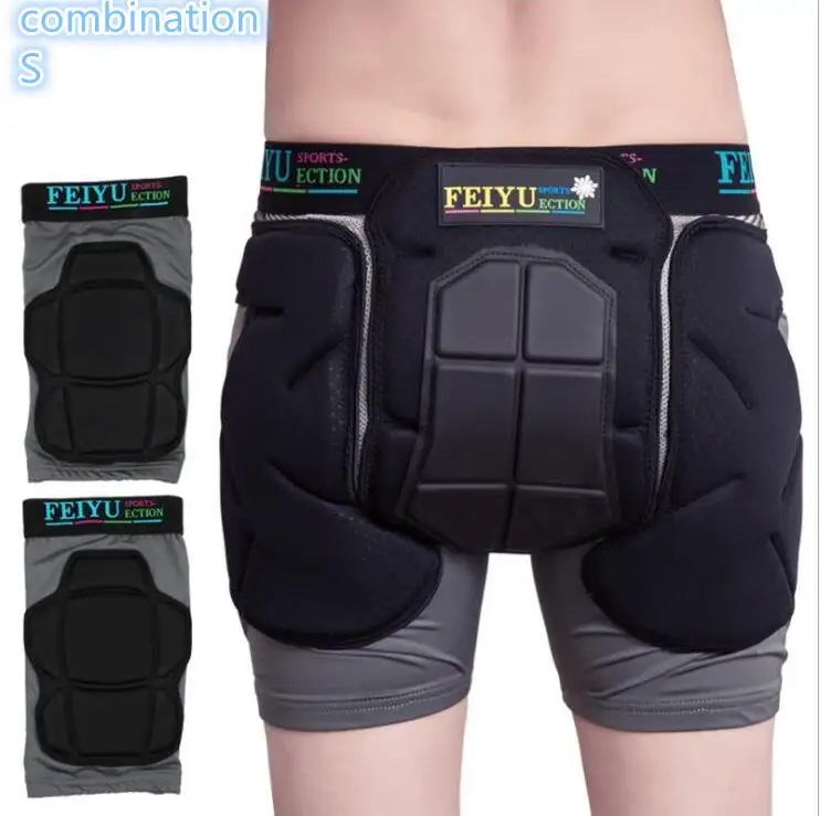Black combination S Pro Высокое качество взрослый скейтборд хип защитный коврик катание на лыжах бедра протектор колодки Короткие Спорт на открытом воздухе защитное снаряжение - Цвет: Black combination S