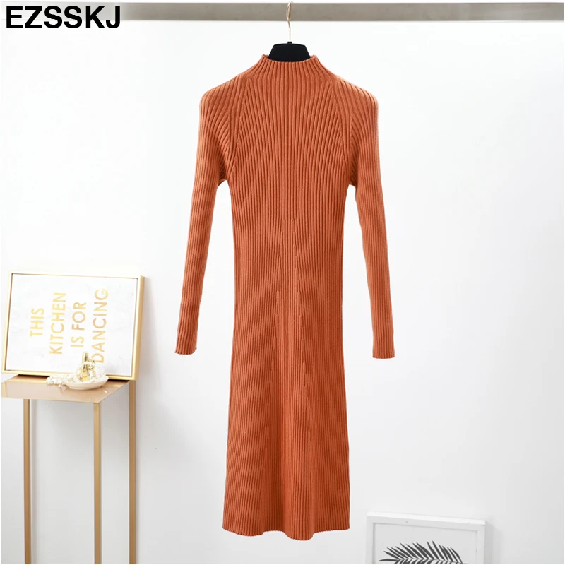 Новое длинное платье свитер с длинным рукавом женское толстое трапециевидной
