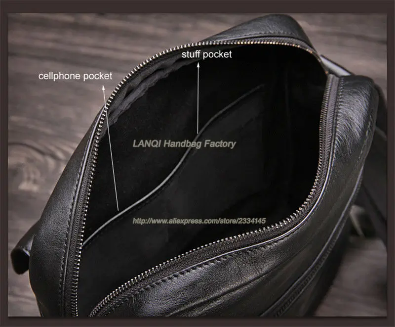 2016 New Fashion Luxury Genuine Leather Men's Messenger Bag Office Bag Leather Shoulder Bag Men Briefcase Black Free Shipping