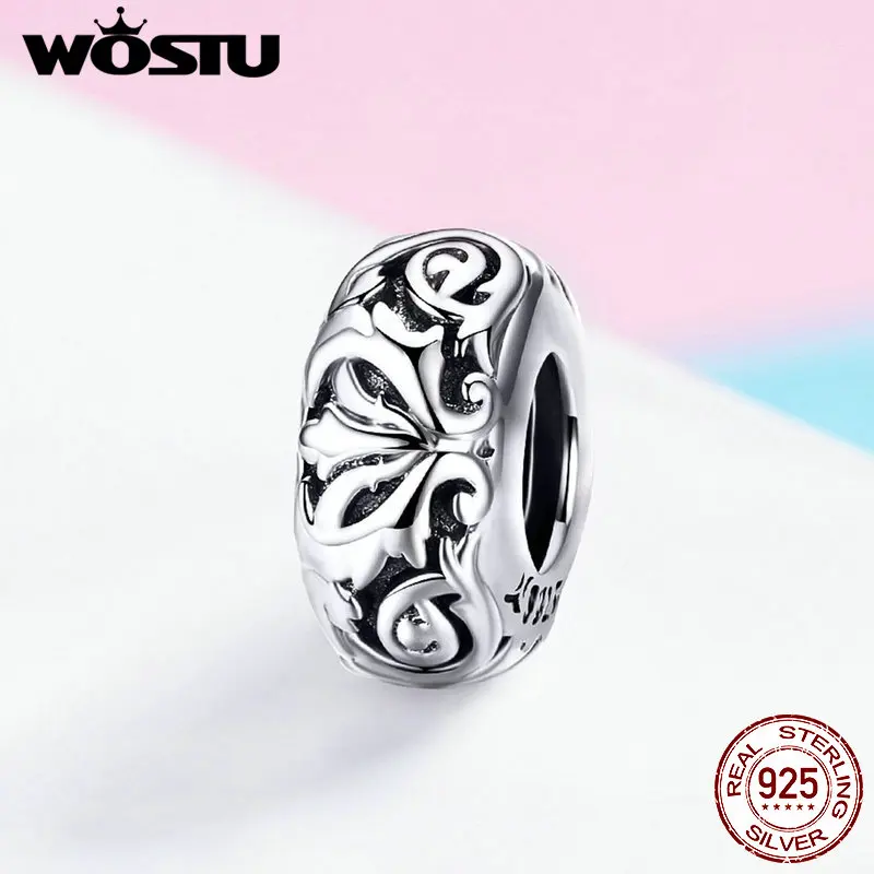 WOSTU бусины в виде цветка, 925 пробы, серебро, европейские Подвески, подходят к оригинальному браслету, кулон, сделай сам, бижутерия бисер аксессуары, FIC1139