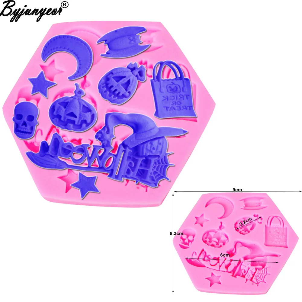 Byjunyeor M523 3D DIY Хэллоуин скелет Голова Череп силиконовые формы для приготовления конфет желе плесень помадка украшения торта Кондитерские инструменты для выпечки