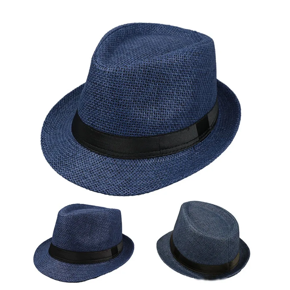 Children Kids Summer Beach Straw Hat Jazz Panama Trilby Fedora Gangster Cap Outdoor Breathable Hats Girls Boys Sunhat | Детская одежда