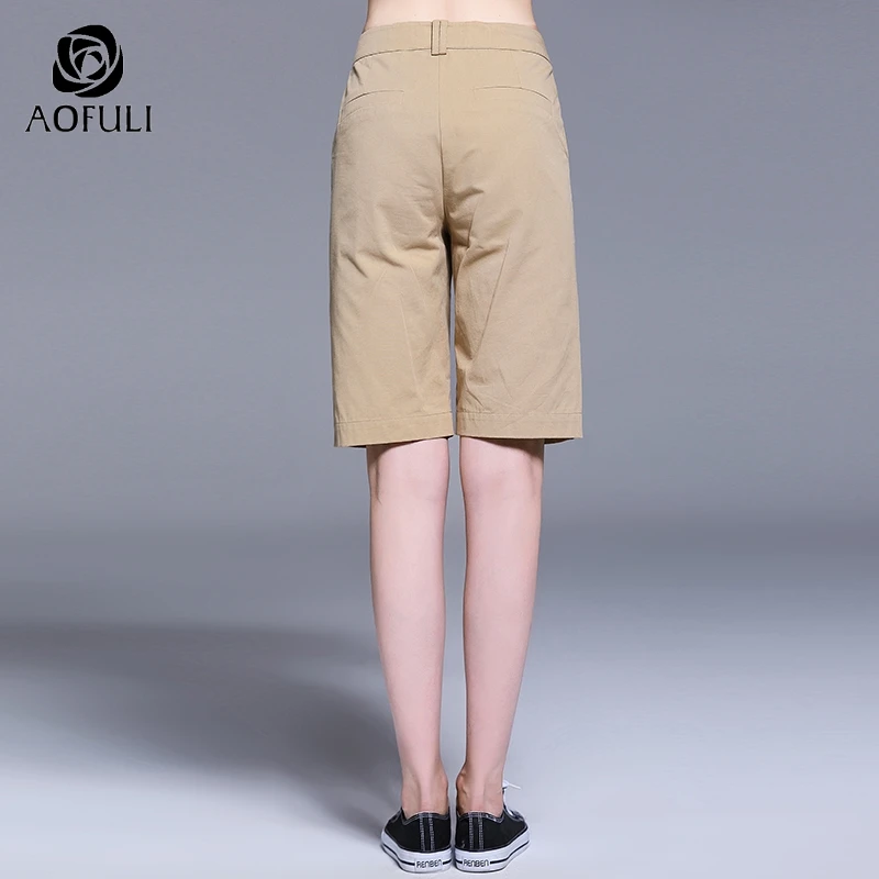 Женские повседневные хлопковые шорты AOFULI L ~ 4XL 5XL для гольфа цвета хаки с