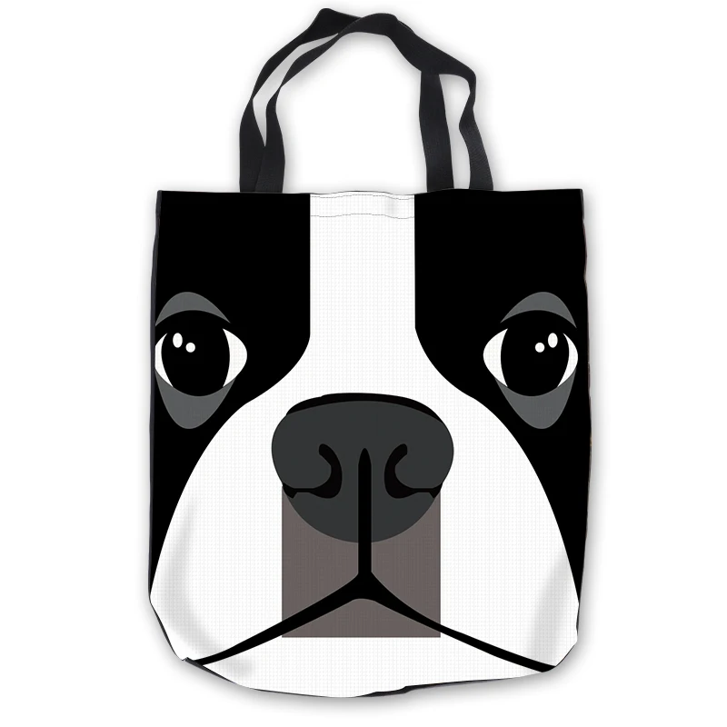 Пользовательские Холст мультфильм собака ToteBags Ручные Сумки хозяйственная сумка