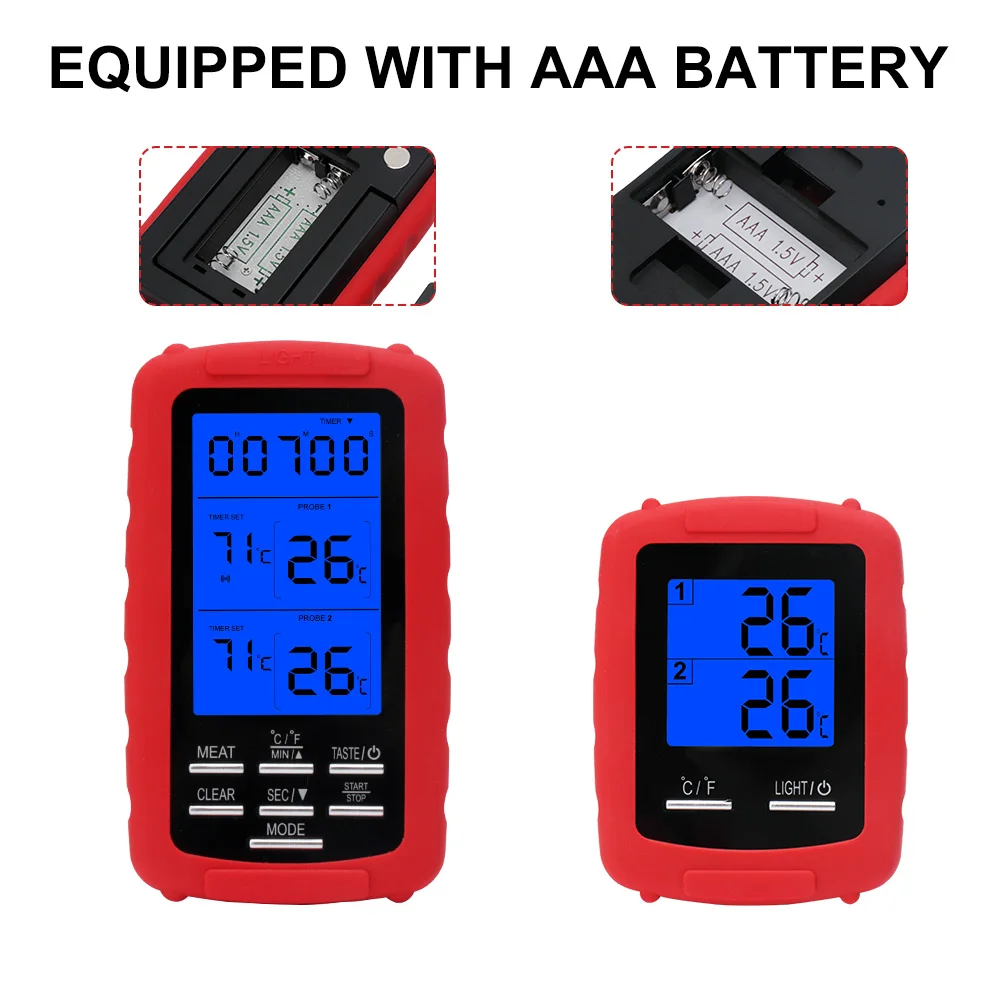 Беспроводной цифровой термометр для мяса кухонный градусник со стальным щупом и