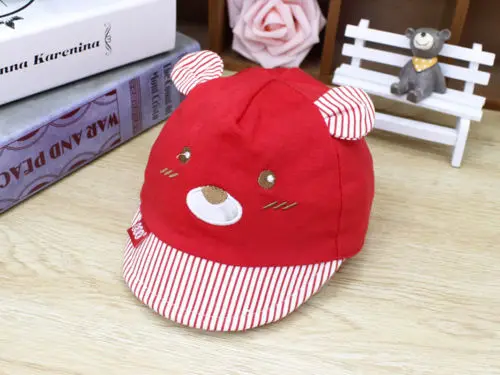 Summer Newborn Infant Kids Baby Boys Girls Baseball Cap Unisex Cute Bear Cotton Fitted Striped Popular Hats | Детская одежда и
