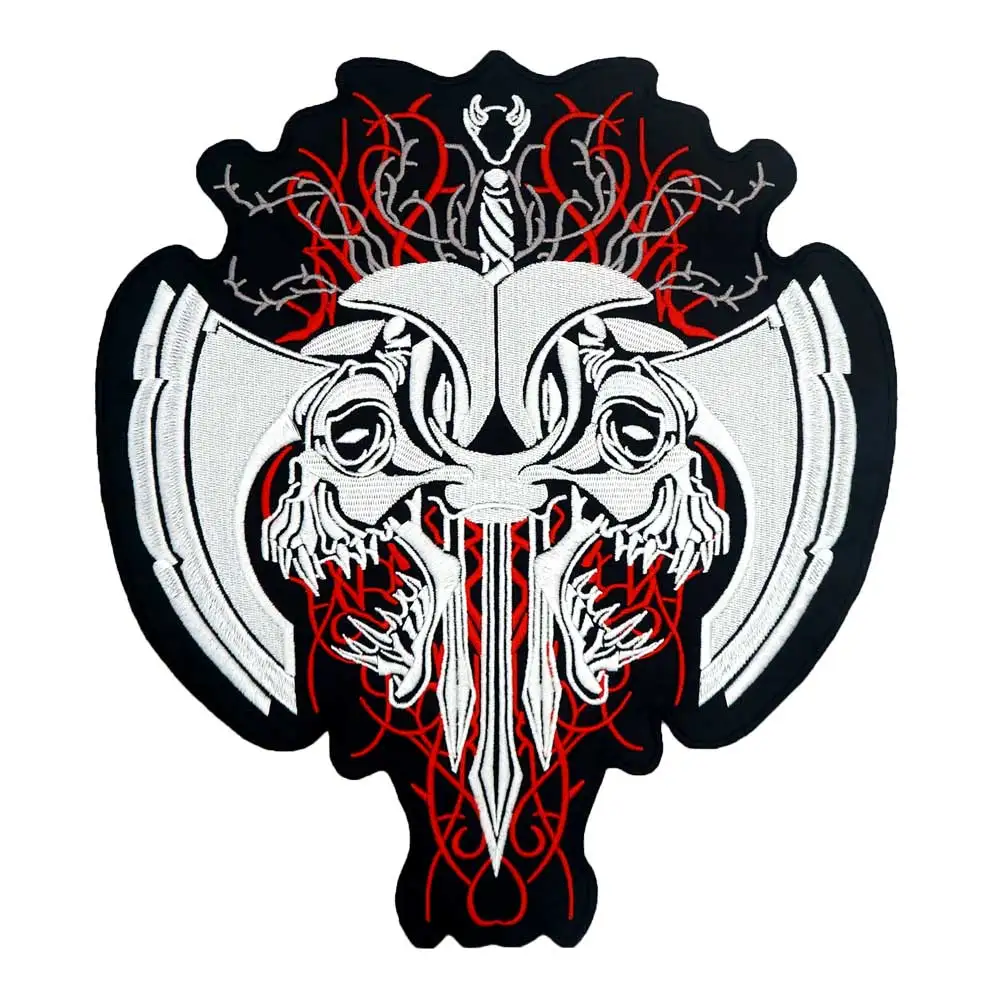 

LARGE ax skull MOTORCYCLE BACKING Embroidered biker Patches