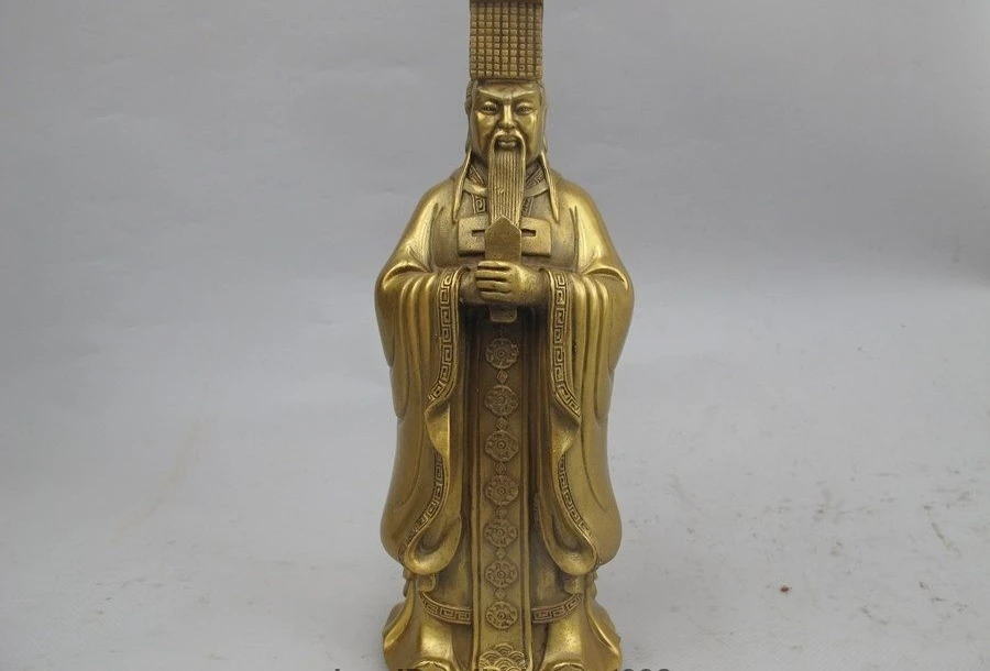 

China Pure Brass Copper Carved Yu Huang Da di The Jade Emperor God Statue