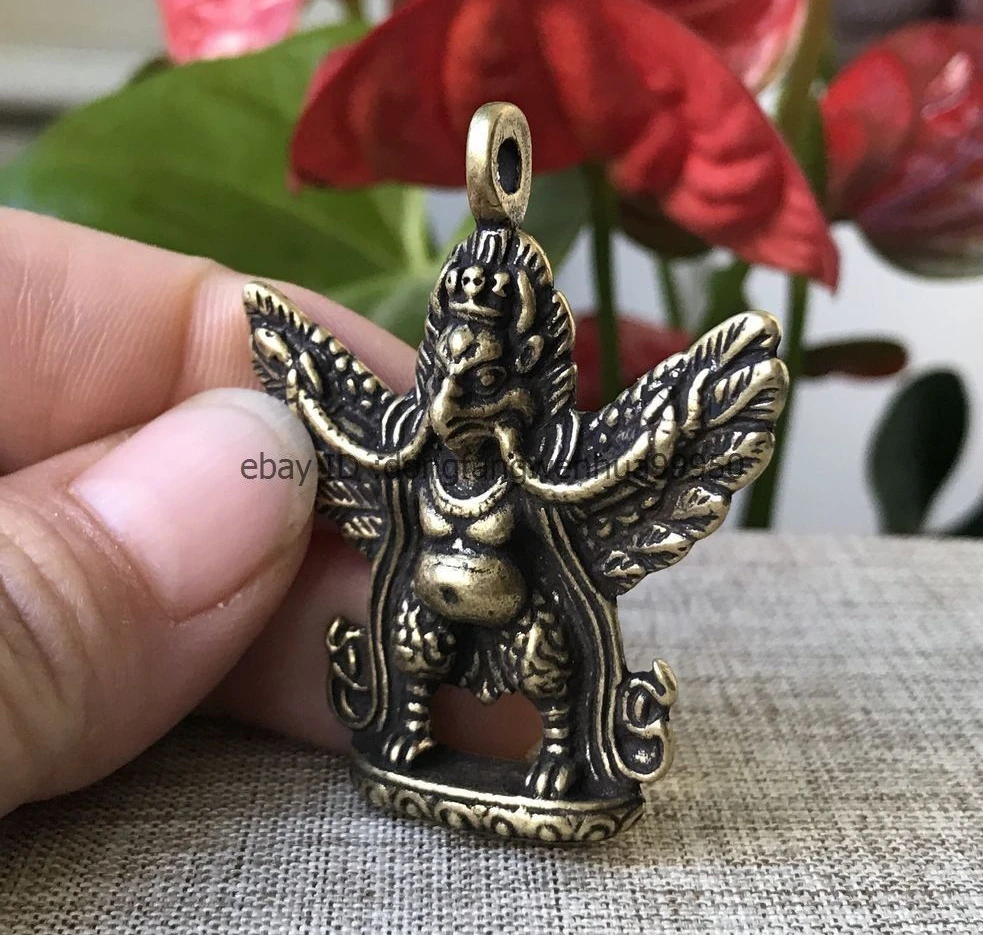 Китайский буддийский из бронзы латунь Garuda Dhwaja птица амулет Статуэтка