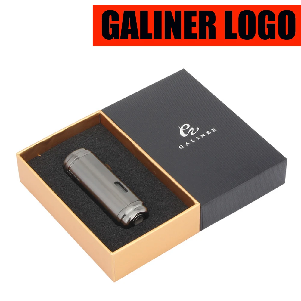 COHIBA Черный 4 красный фонарь реактивного огня ветрозащитная Зажигалка для сигар классический кубинский многоразового пламени зажигалки зажигалка встроенный перфоратор дрель - Цвет: GALINER LOGO