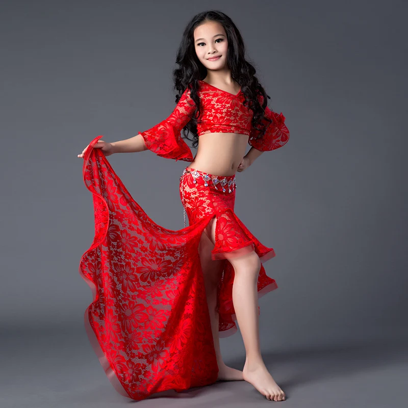 

Kids Girls Oriental Dancing Clothes Outfits nice Tops&Skirt &Safety Bottom Pants Belly Dance set Costumes