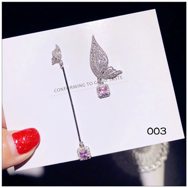 Серьги-капли из стерлингового серебра S925 пробы для женщин с розовым кубическим цирконием, длинные милые Винтажные серьги-капли для невесты на свадьбу, хорошее ювелирное изделие