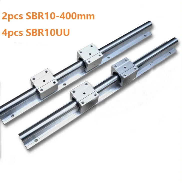 2pcs SBR10 L-400mm support rail linear guide + 4pcs SBR10UU bearing blocks for CNC router parts | Обустройство дома