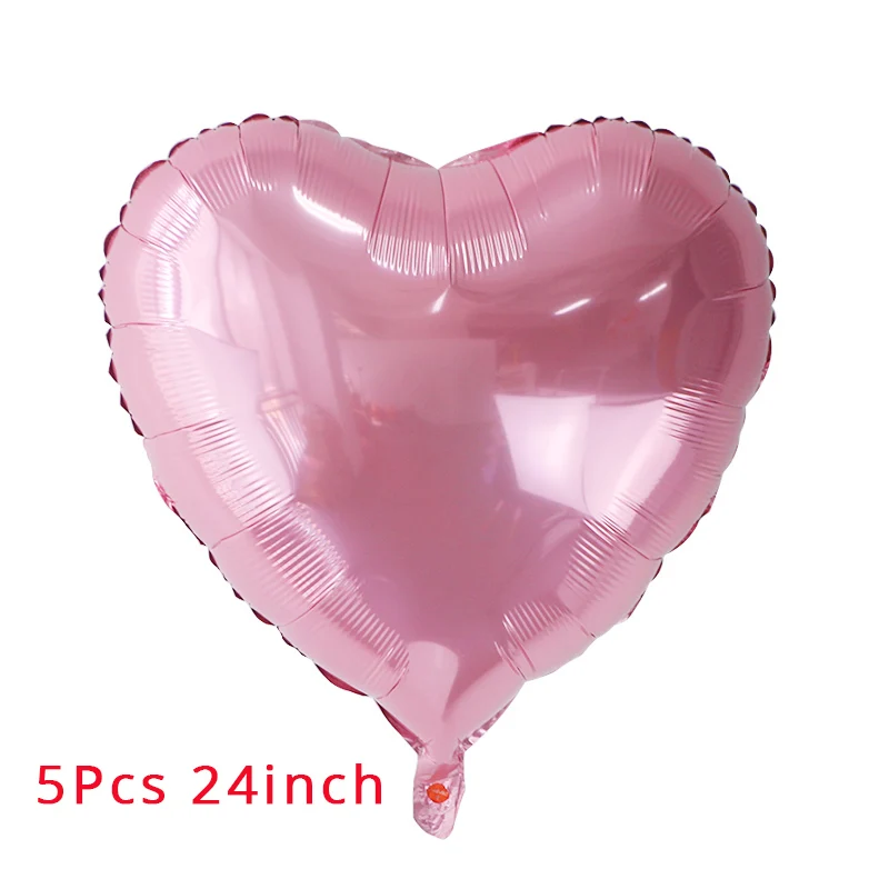 5pcs 24inch heart 1 1 костюм, розовые/синие воздушные шары для первого дня рождения с короной принцессы и принца для мальчиков и девочек, Беби Шауэр детский вечерние украшения на день рождения - Цвет: 5pcs 24inch heart 1