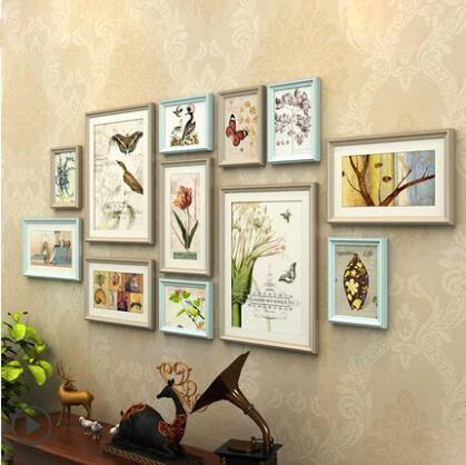 As picture show 12pcs Pine Wood Photo Frame Combo Wooden Picture Frames Picture Frame Set Home Office Coffee Salon Wall Decorations - Цвет: As picture show