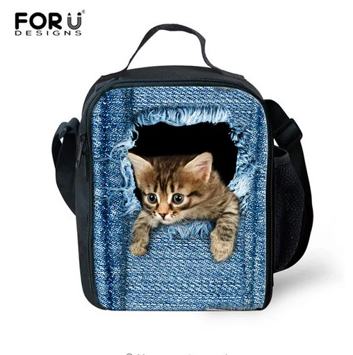 C3301G FORUDESIGNS/милый 3D животное кошка джинсовые рюкзаки дети обувь для девочек ортопедические повседневное Путешествия Рюкзак Для Детей школьников Mochila - Цвет: C3301G