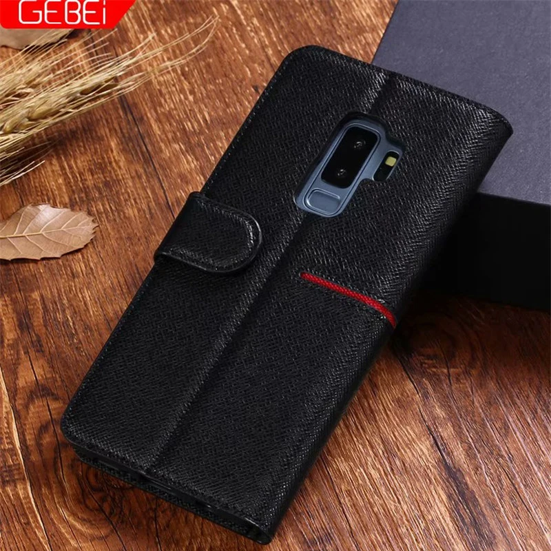 GEBEI Real Leather Case for Samsung Galaxy S9 Plus Cover Wallet Stand Flip Cell Phone Magnetic Card Holder Coque Funda | Мобильные