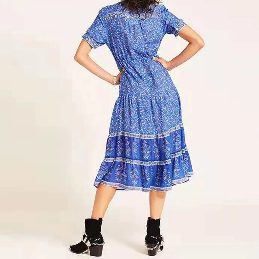 Женское летнее платье больших размеров длинное вечернее пляжное в стиле бохо