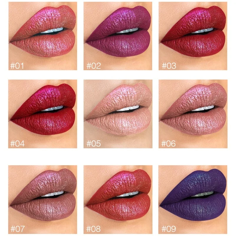 Сексуальные цвета бриллиантовый блеск Жидкая губная помада металлический для