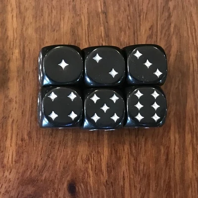 6 шт./партия шестигранные черные игральные кости D6 со звездой для смешной