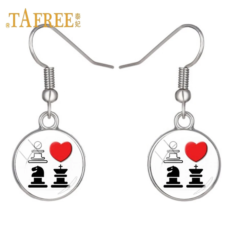 Простые Модные ретро серьги TAFREE Я люблю раньше для мужчин и женщин шахматная