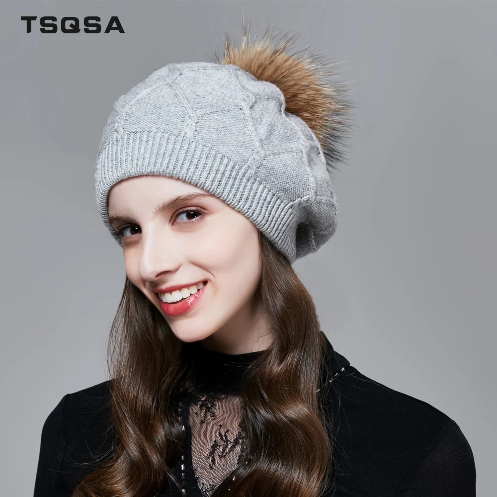 TSSA Натуральный мех лисы помпон женская шапка из натурального меха мяч женский
