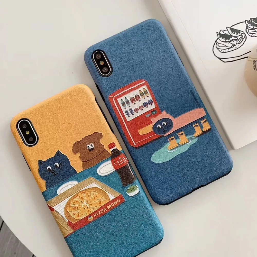 Ourdeals Fashion Silk Phone Case For iphone XS MAX XR X 6 6s 8 7plus Relief Matte Soft Shell Cute Animal Coque Funda | Мобильные