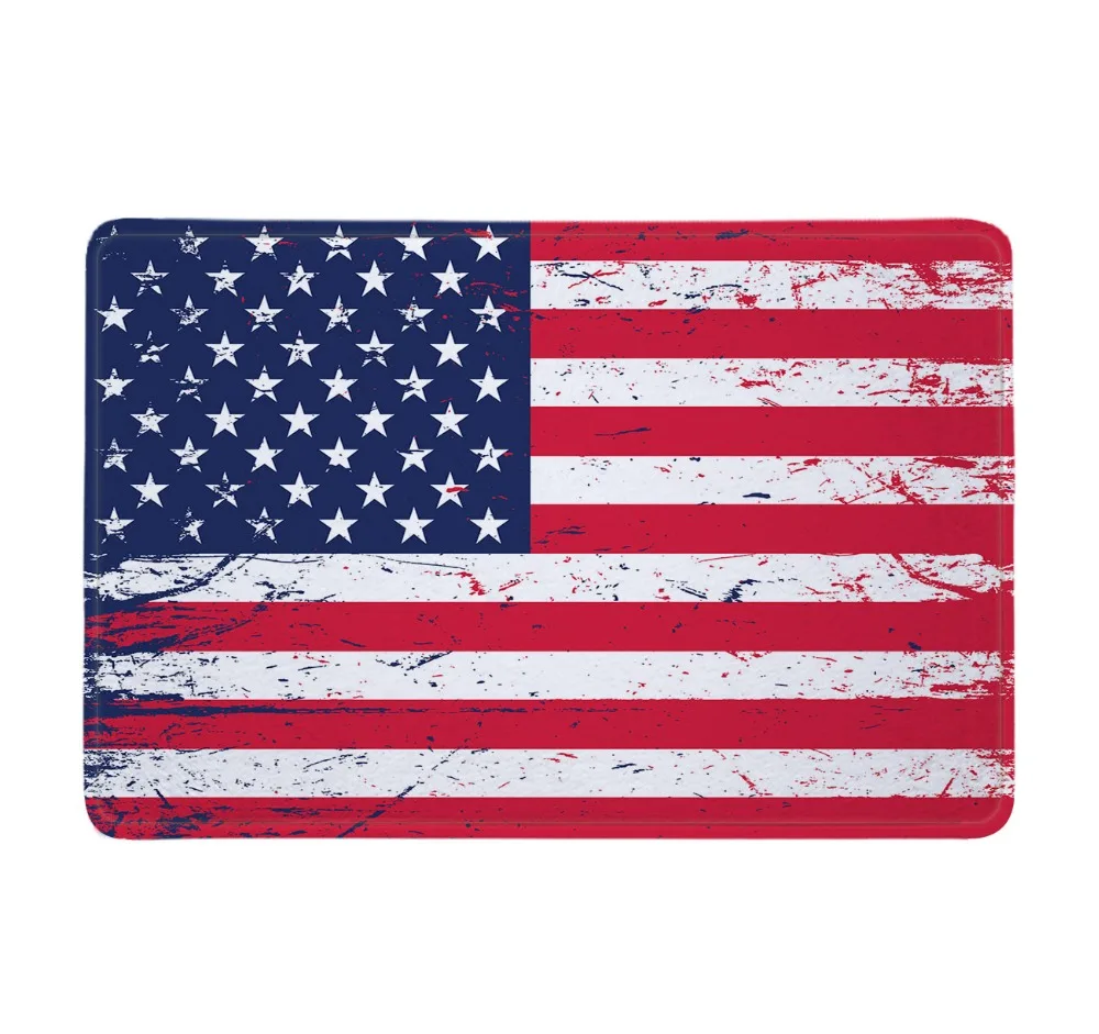 Funny American flag White Red stripe Blue Star Shower Curtain 12 Hooks Sets Kids Bathroom mat Waterproof Polyester Fabric Cloth | Дом и сад