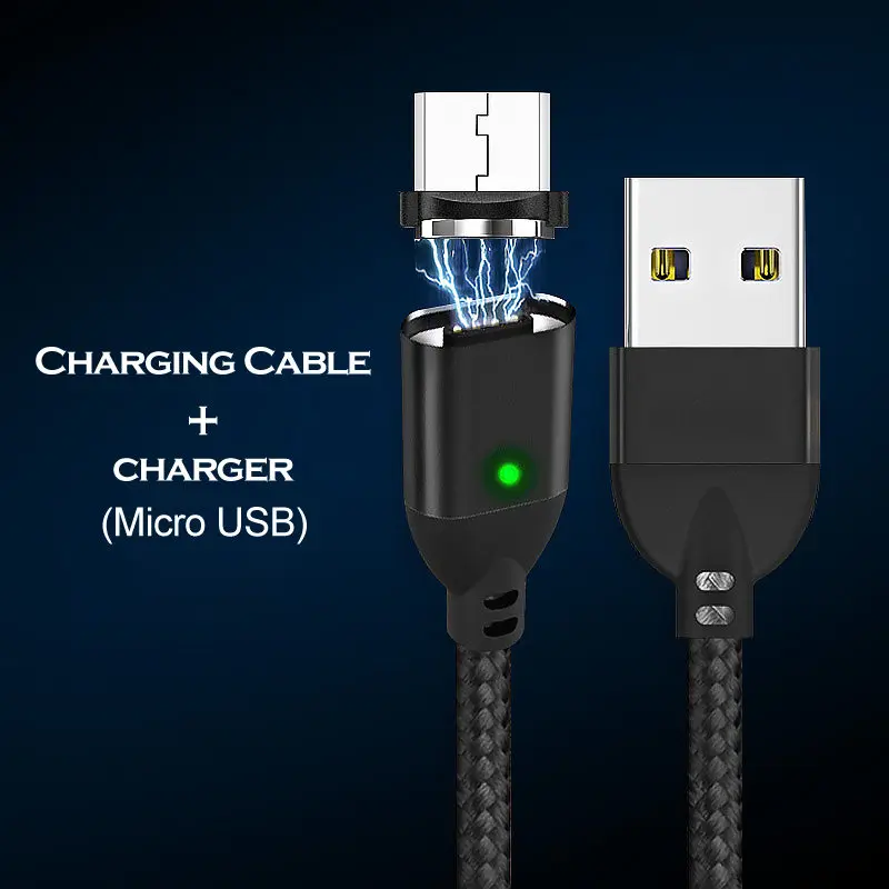 Black For Micro Магнитный usb кабель для зарядки iPhone X XS XR XS MAX Led USB Micro USB C кабель для быстрой зарядки для мобильного телефона samsung шнур для передачи данных - Цвет: Black For Micro