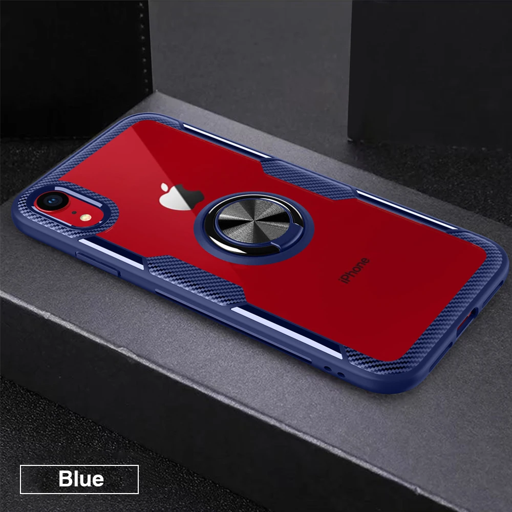 Чехол для телефона для iphone 11 Pro XS Max чехол прозрачный автомобильный Магнитный чехол-держатель для iphone 7 6 S 6 S 8 Plus X XR чехол 7Plus Coque Fundas - Цвет: Blue