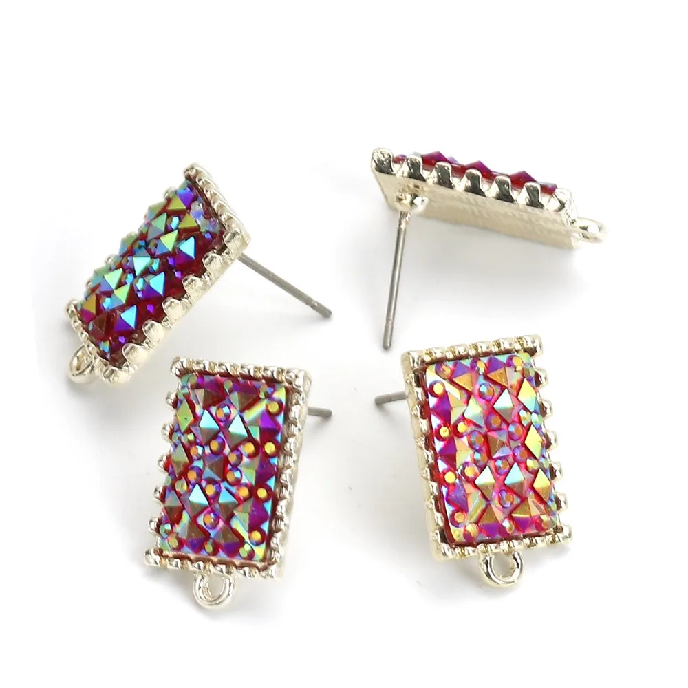 DoreenBeads цинковый сплав стекло серьги-гвоздики результаты лист светло-золотой