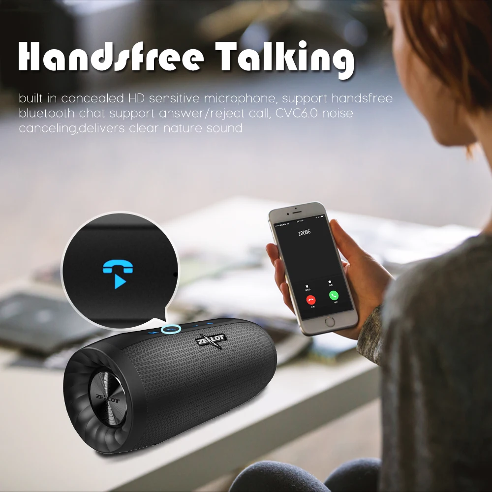 ZEALOT S16 супер бас Bluetooth динамик беспроводной стерео Саундбар AUX TF карты играть открытый громкой связи с микрофоном