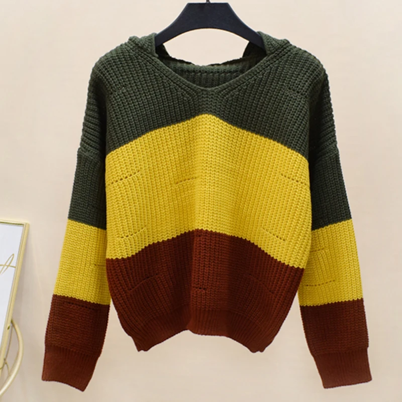 Knitting Sweater And Pullover For Women 2018 Autumn Winter Tricots Tops Mujer Striped Knitwear Jumper Knitted Coat Pull Femme | Женская