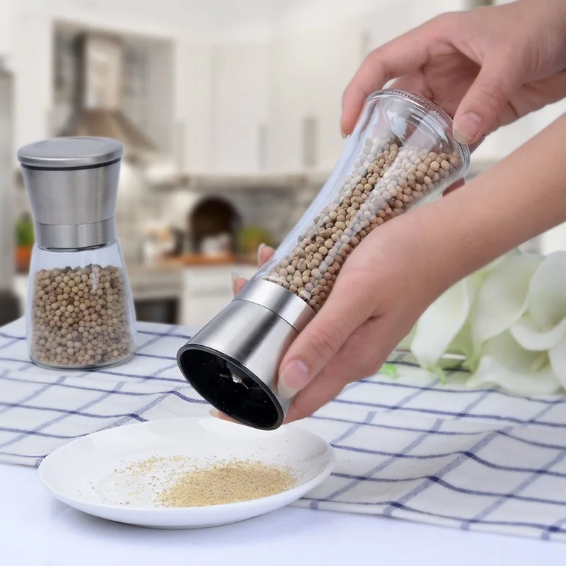 Salt and pepper grinder ceramic Glass jar Grinder black Kitchen Seasoning Storage bottle Дом и сад
