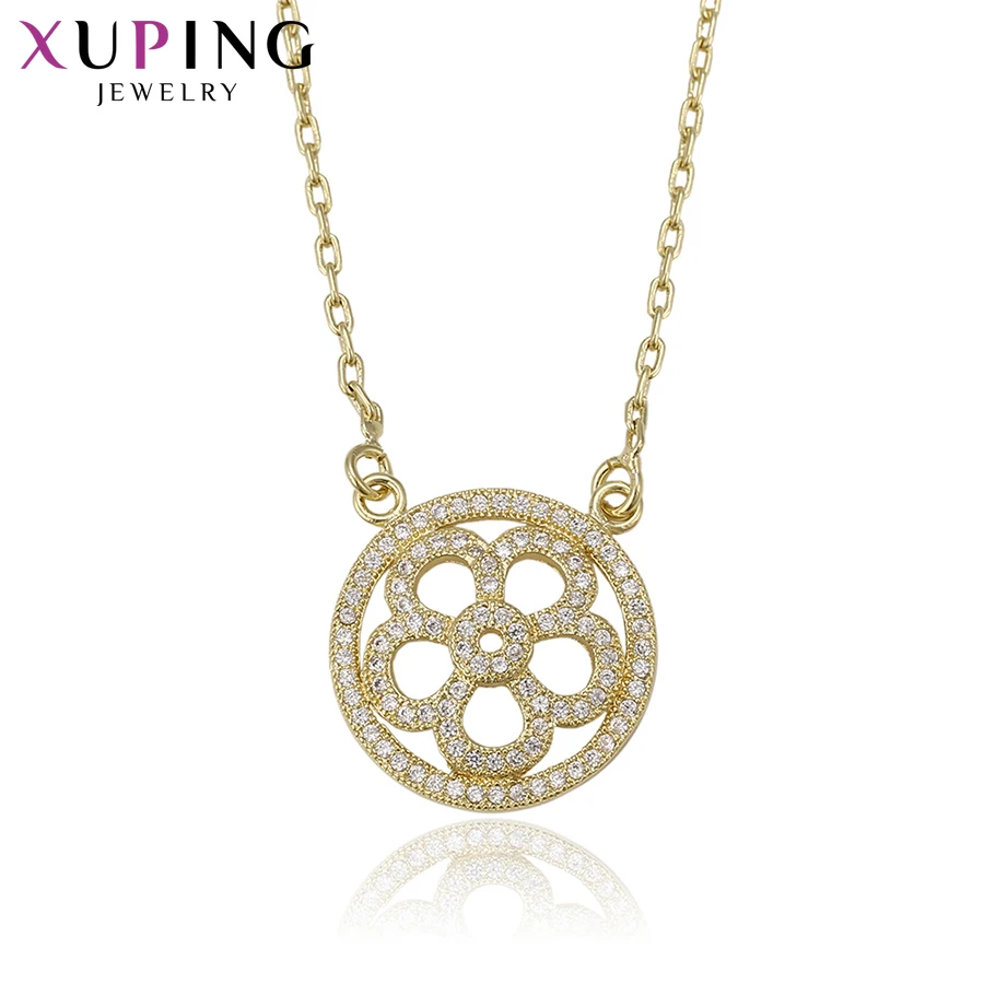 Xuping модное круглое ожерелье светильник желтого золота с покрытием ювелирные
