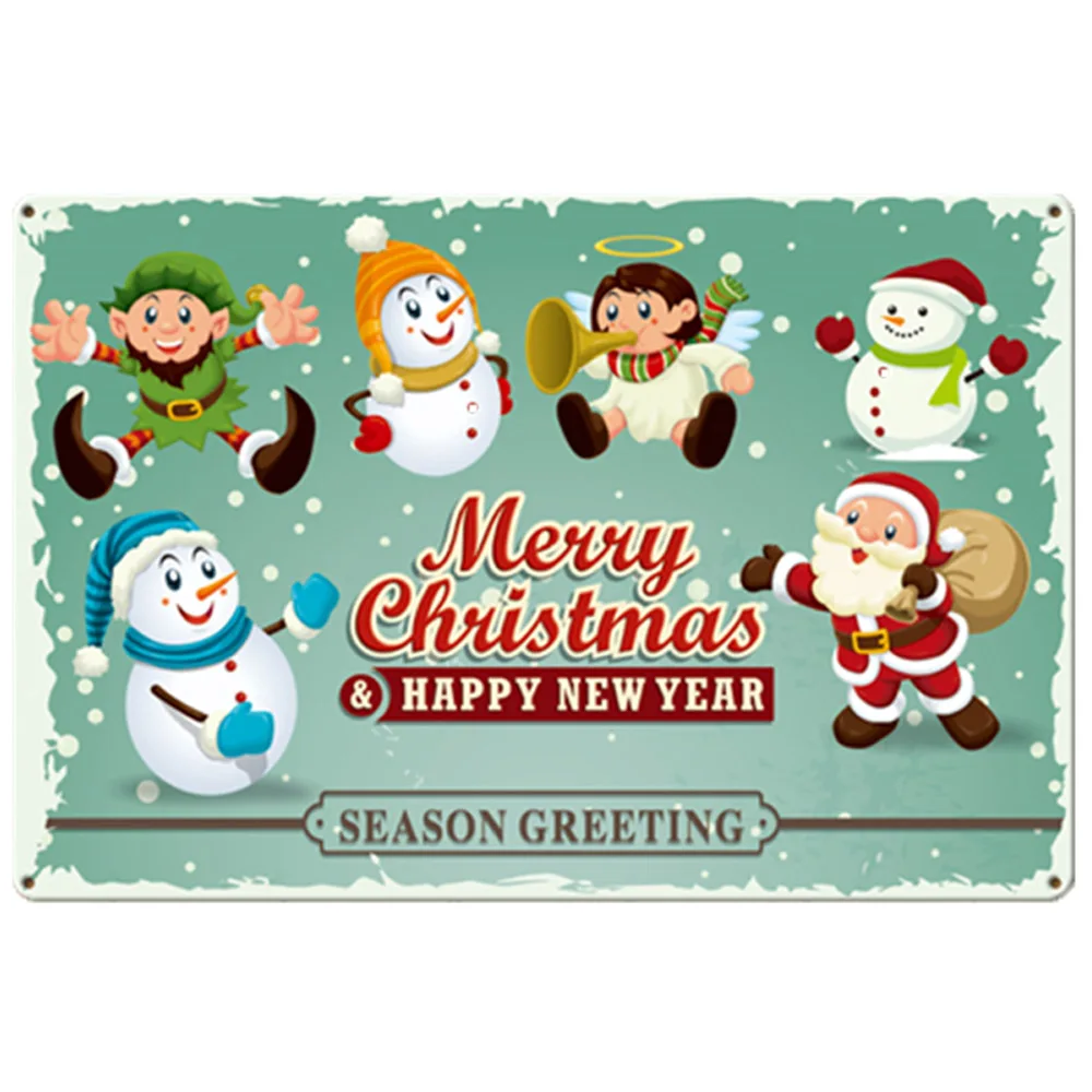 Металлические жестяные плакаты с Санта-Клаусом Рождественское украшение для