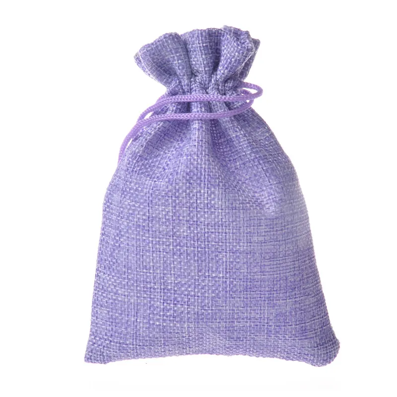 50 шт./лот фиолетовый мешковины drawstring джут ювелирные изделия упаковки Дисплей