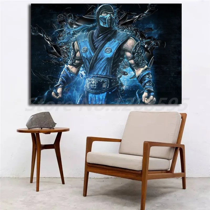 Mortal Kombat игра Sub истребитель Зеро HD Холст Плакаты печать настенная живопись