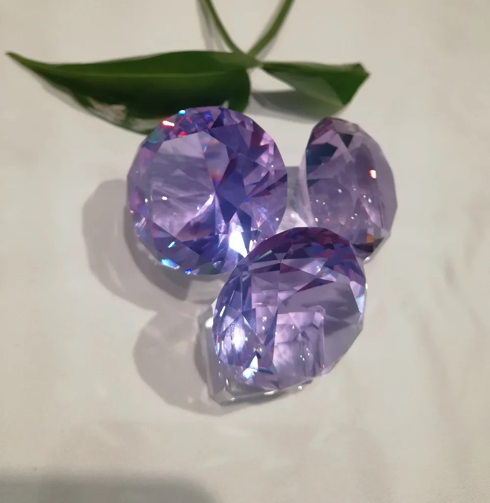 LACALOVE 3PCS/Lot 40mm K9 Purple Crystal Paperweight Diamond Jewel Crafts For Birthday Party Wedding And Home Decor Gifts | Дом и сад