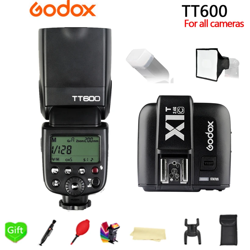 Беспроводная вспышка Godox TT600 TT600S 2 4G 1/8000s Speedlite + X1T-C/N/S/O/F беспроводной TTL триггер для
