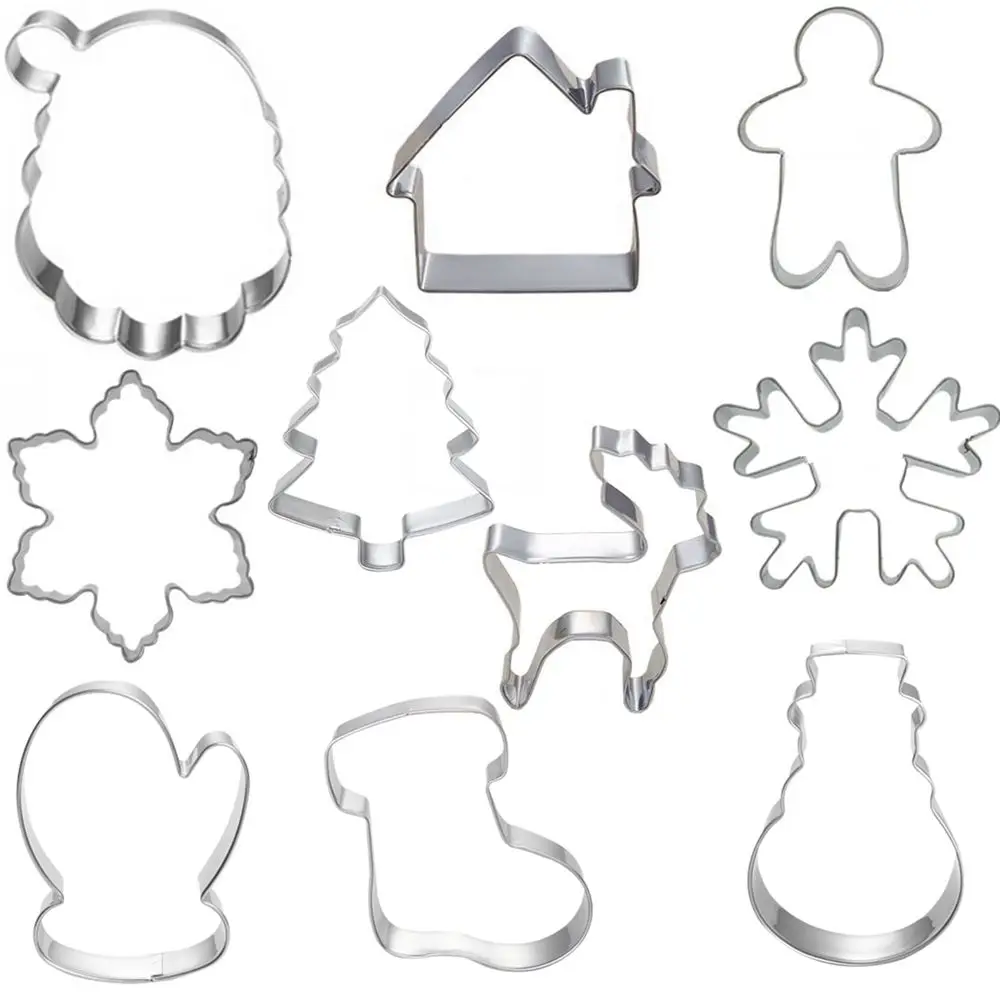 

10pcs Cookie Tools Cutter Mould Biscuit Press Icing Set Stamp Mold Dessert Tools Christmas Kitchen Gadgets Wholesale Lot