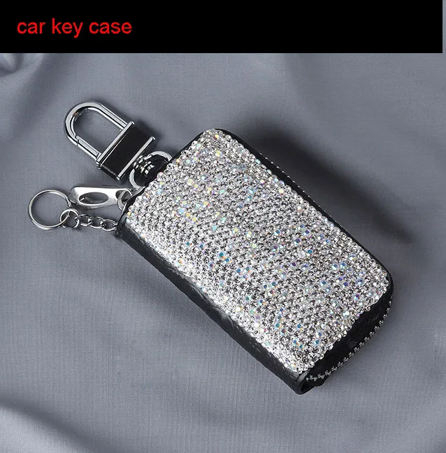 Car key case Креативная блестящая Хрустальная автомобильная коробка для салфеток с козырьком, блестящая Алмазная коробка для салфеток, бумажный держатель для девушек и женщин, автомобильные аксессуары - Название цвета: Car key case