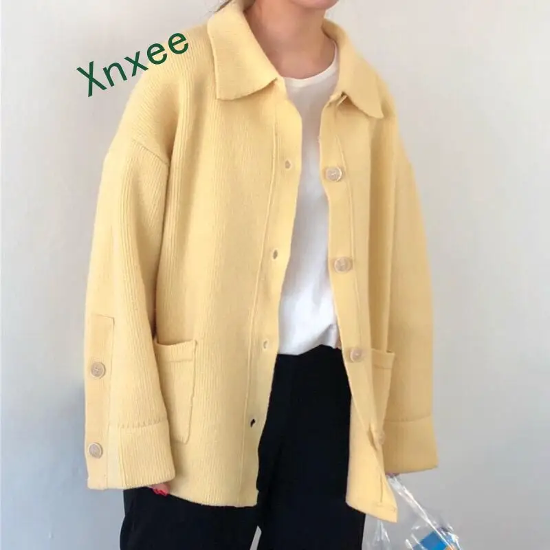 

Xnxee Korean Autumn Vintage Sweaters Cardigans for Women 2019 New Knitwear Fashion Solid Causal Long Sleeve Knitted Coats