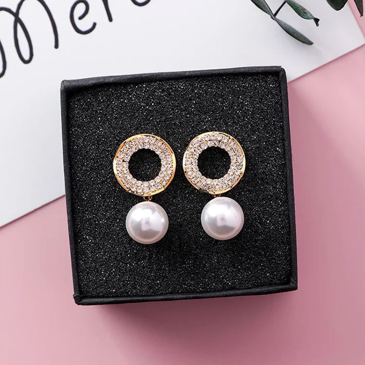 2018 корейские изящные стразы круглые серьги для женщин очаровательные имитация