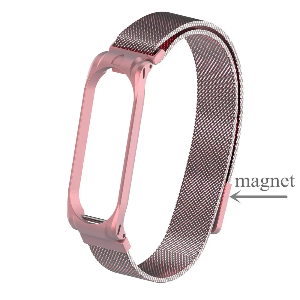magnetrose red Mi Band 4 3 металлический ремешок с магнитной пряжкой браслет на запястье ремешок из нержавеющей стали NFC Браслет для Xiao mi Band 3 4 - Цвет: magnetrose red